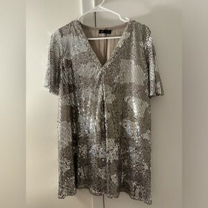 Zara Silver Sequin Dress Size XS
